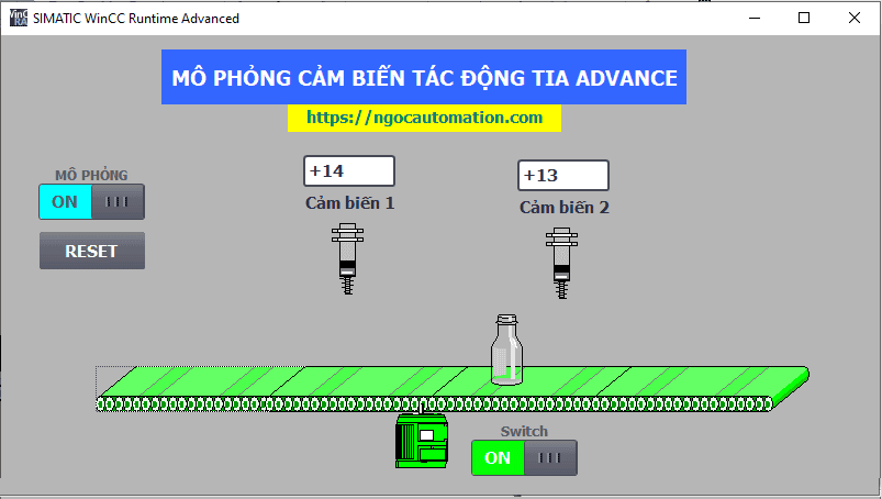 Mô phỏng cảm biến tác động – Tia portal và PLC S71200