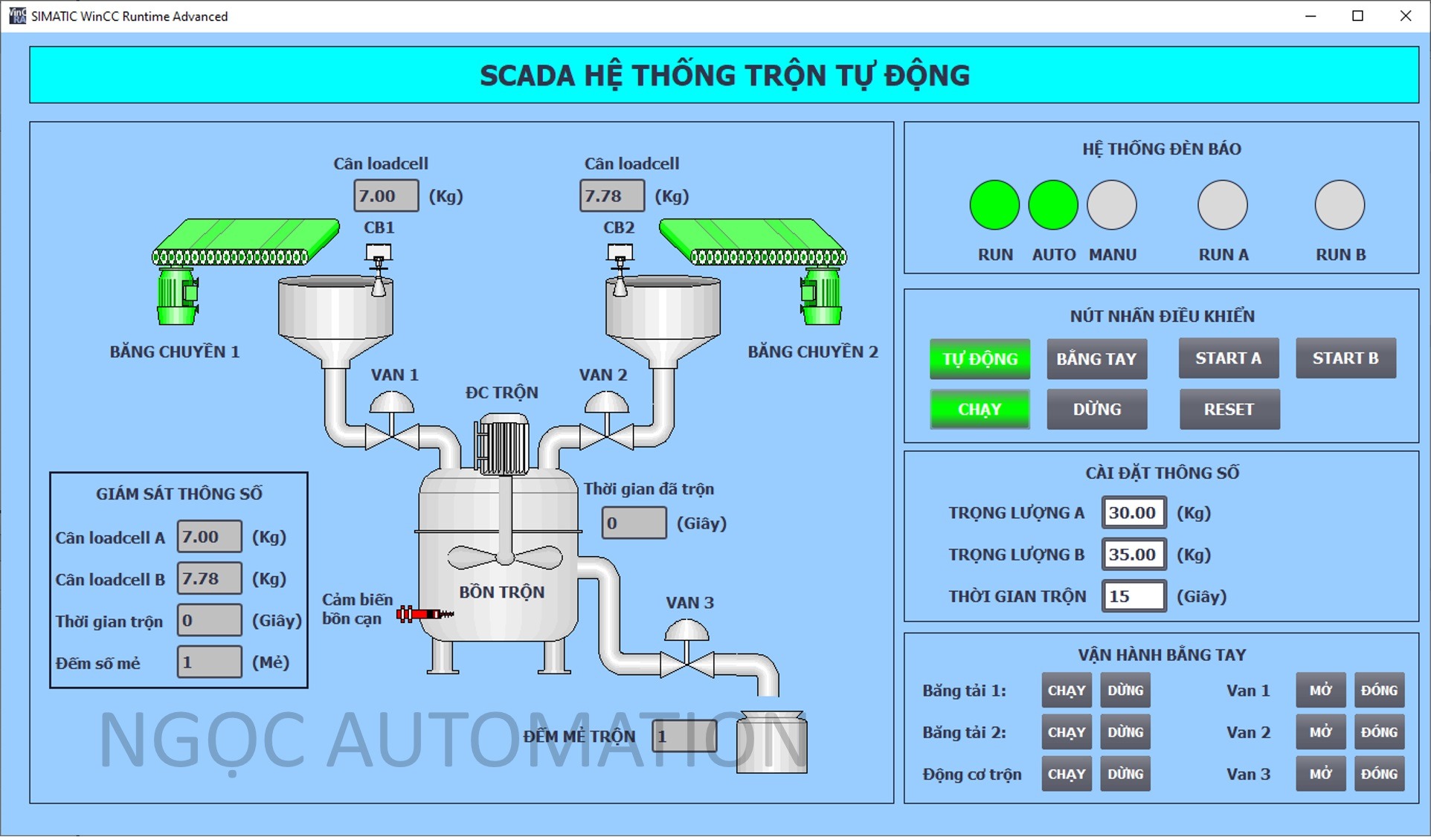 Đồ án hệ thống trộn nguyên liệu - PLC S71200 Tia portal